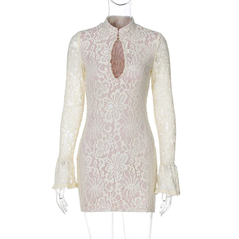 Mini lace dress with button closure - Aiden