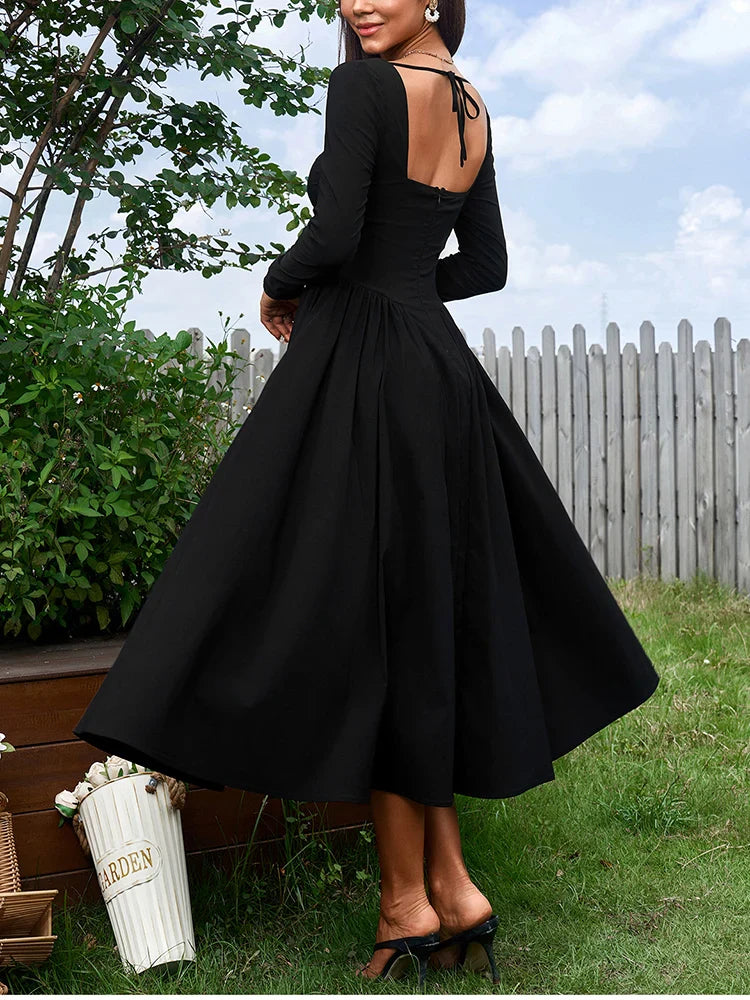 A-line Midi Dress with Rustic Design - Giuliana