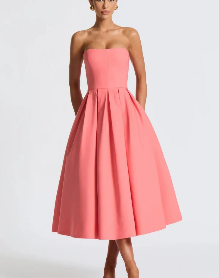 Strapless midi dress in A-line cut - Arya