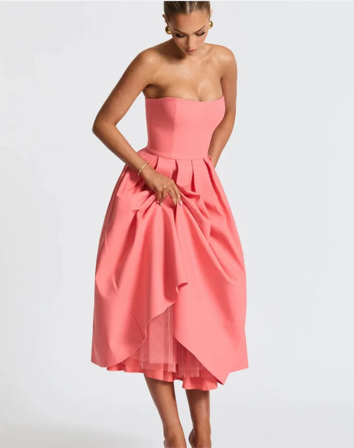 Strapless midi dress in A-line cut - Arya