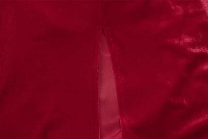 Maxi Velvet Dress with Dropped Collar and Open Back - Marla