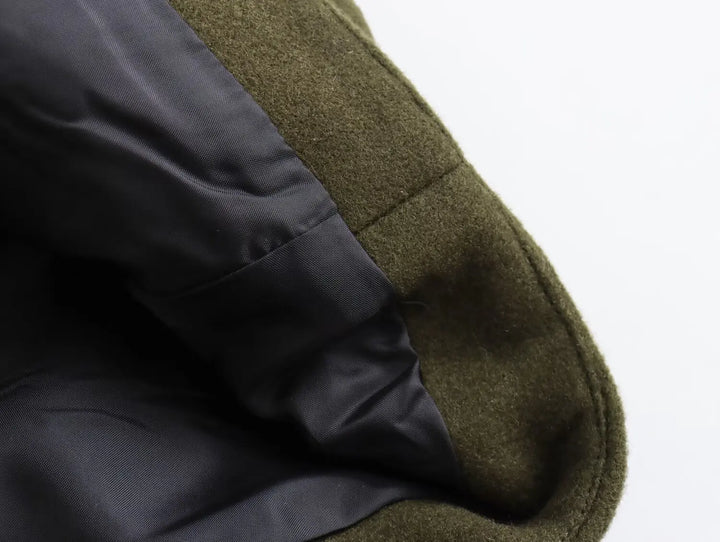 Oversized Wool Coat with Asymmetric Button Closure and Polo Collar - Hollandia