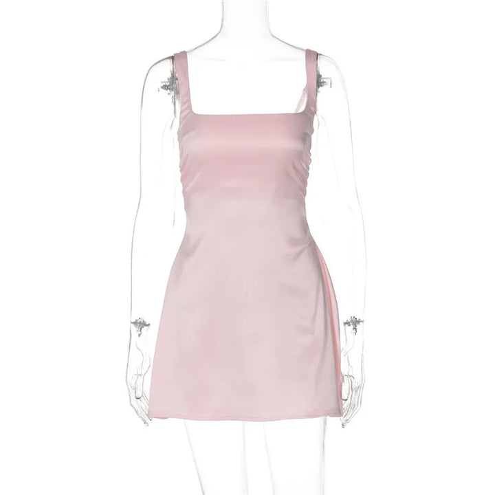 A-Line Satin Mini Dress - Lilan