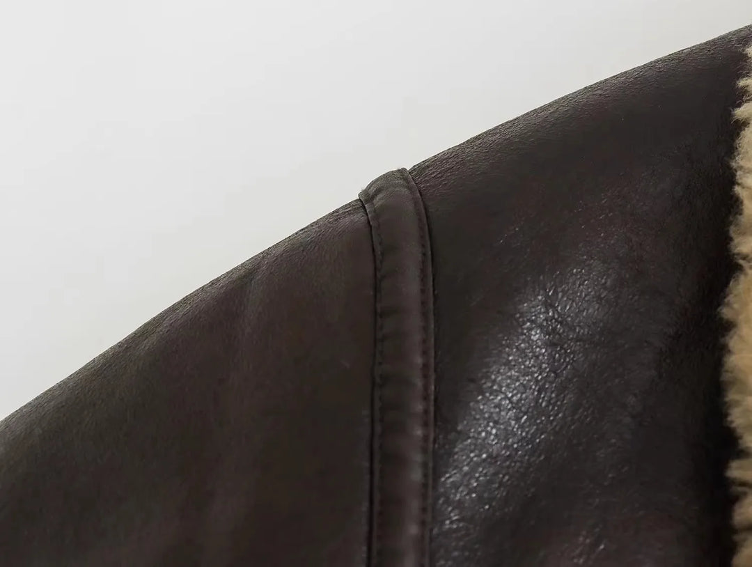 Leather Coat with Fur Lining - Candy