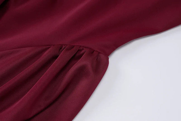 Mini A-line dress with V-neck and neck tie - Yolanda