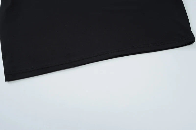 Mini Dress with Open Back, Asymmetric Collar, and Neck Tie Decoration - Rain