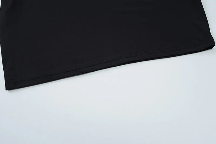 Mini Dress with Open Back, Asymmetric Collar, and Neck Tie Decoration - Rain
