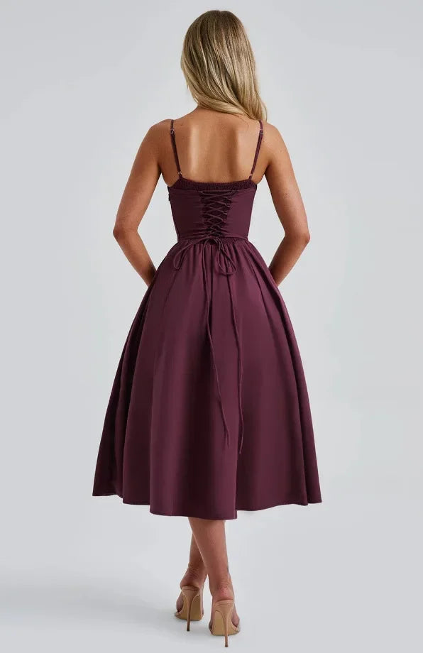 Midi Dress with A-Line and Classic Design - Nataly