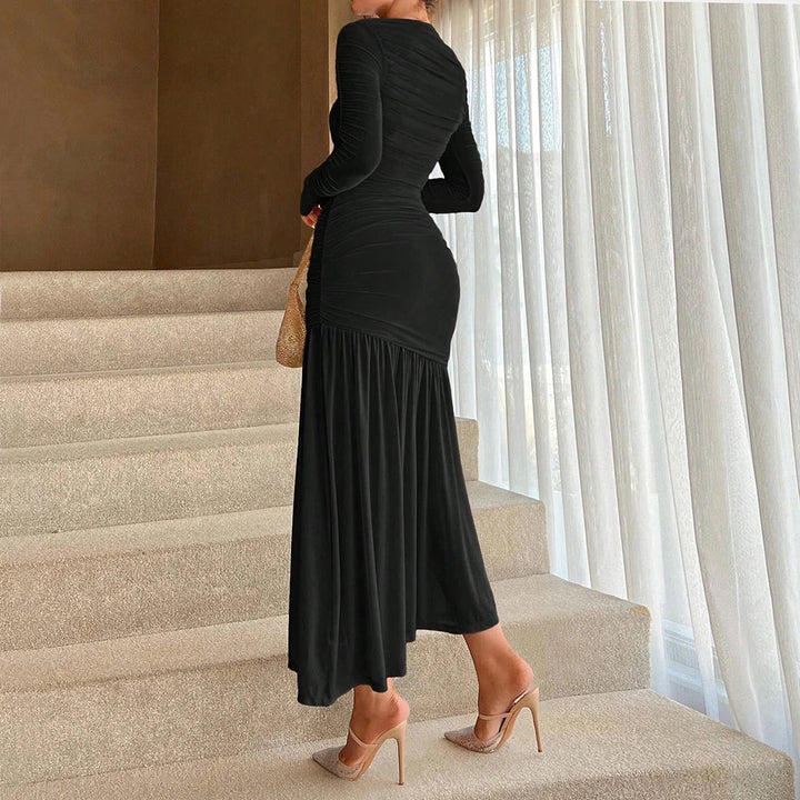 Chiffon Maxi Dress with Ruching Design - Esperanza