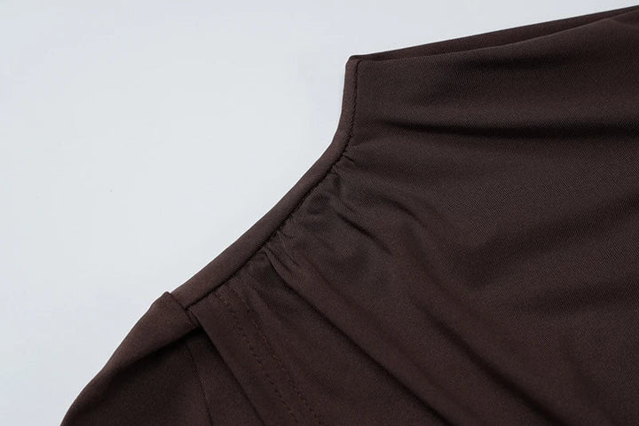 Two-piece set cross turtleneck top and maxi skirt with cross design at waist - Morena