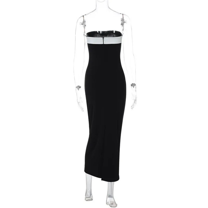 Elegant Strapless Midi Dress with Bow Detail - MORA