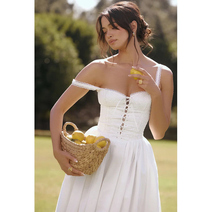 Midi Dress in Country Style with A-Line and Tie Design - SUNRISE