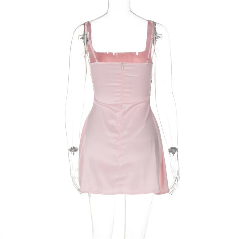 A-Line Satin Mini Dress - Lilan