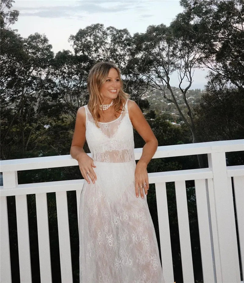 Transparent Lace Maxi Beach Dress - Sasha