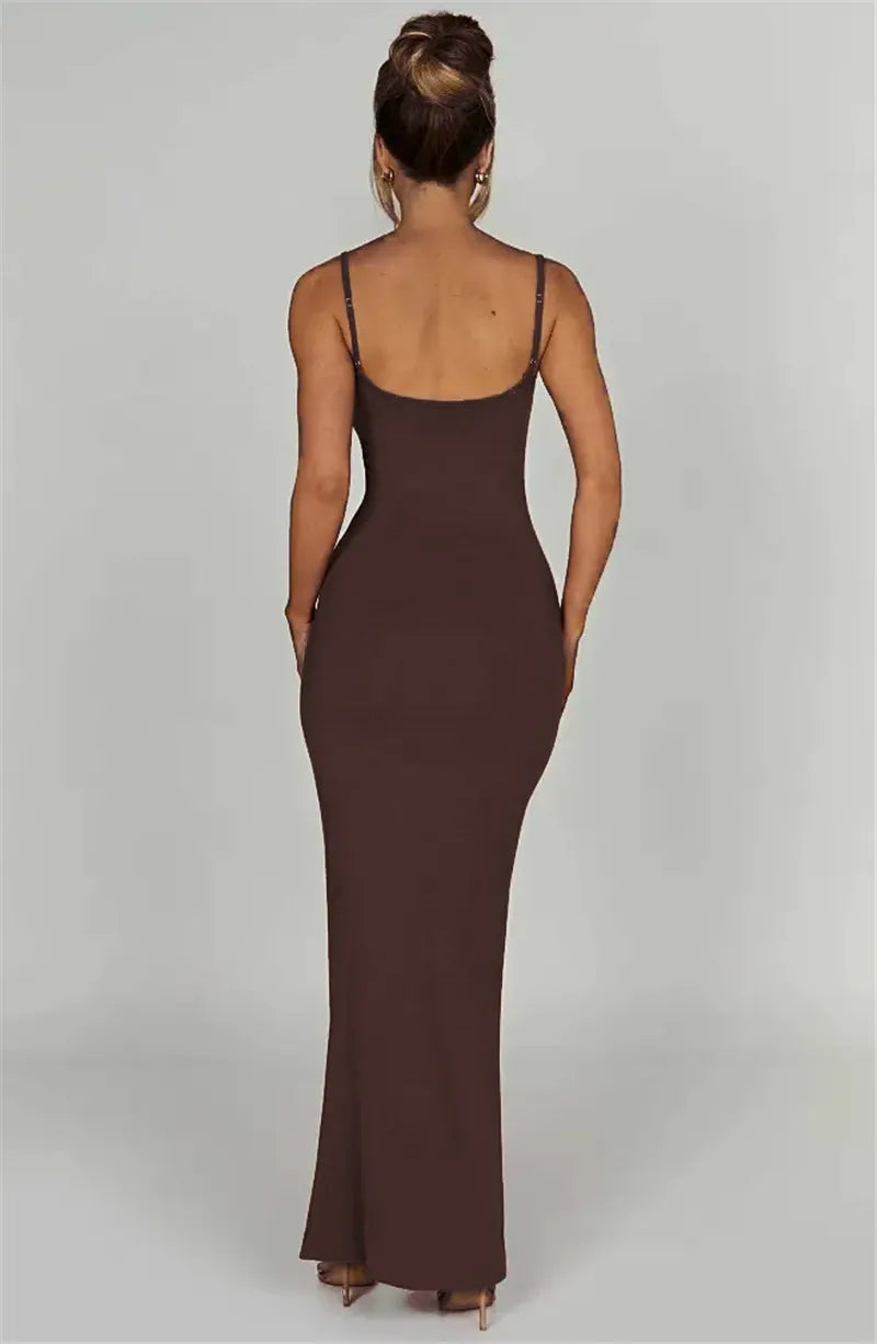 Fitted maxi dress with shaping fabric - Jordi