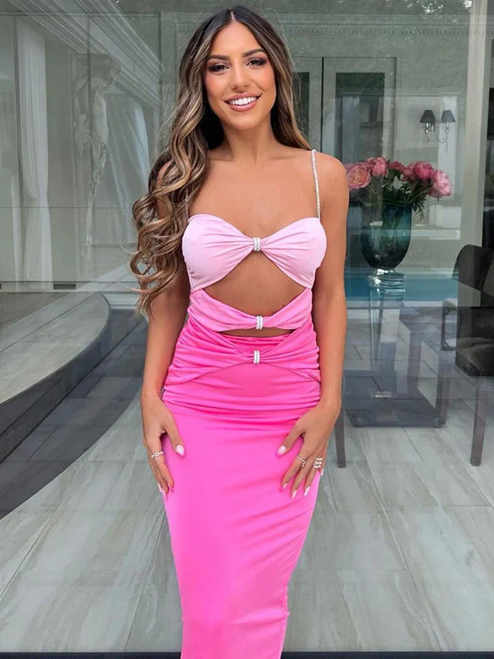 Maxi Dress with Cutout Design - Barbie