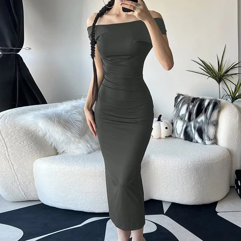 Fitted Maxi Dress with Open Back - Elia