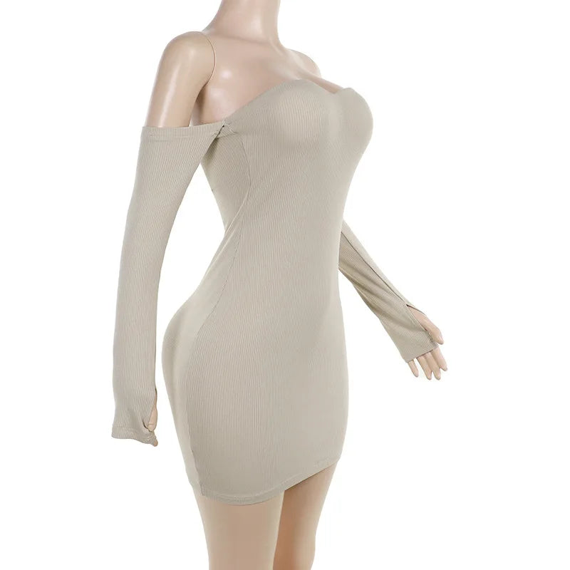 Fitted Mini Dress with Off-Shoulder - Bonnie