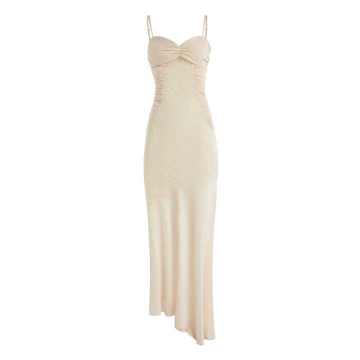 Chiffon maxi dress with lace decoration - Ariana