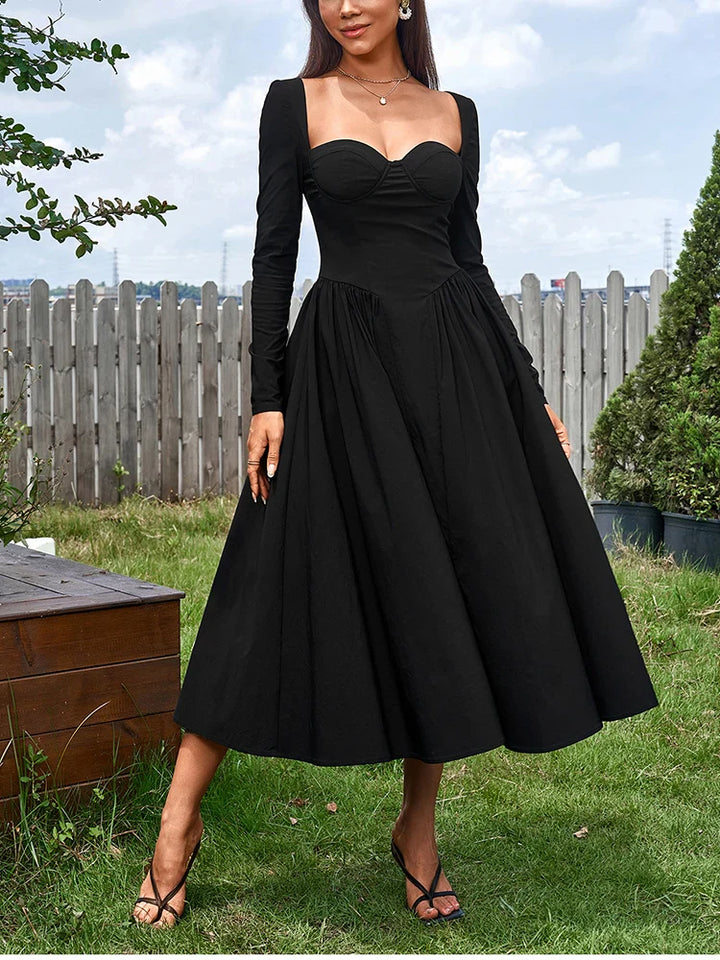 A-line Midi Dress with Rustic Design - Giuliana