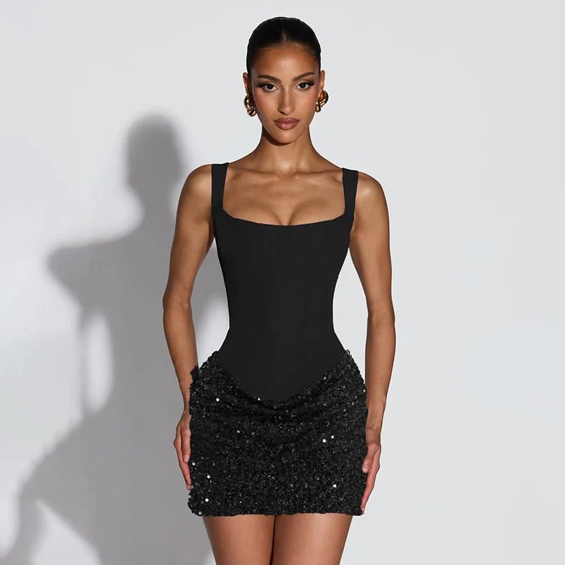 Mini Dress with Sequin Design - Rozan