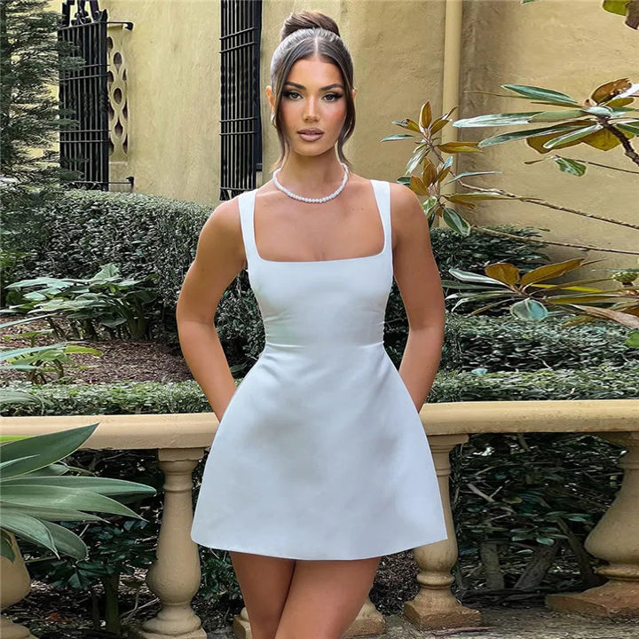 A-Line Satin Mini Dress - Lilan