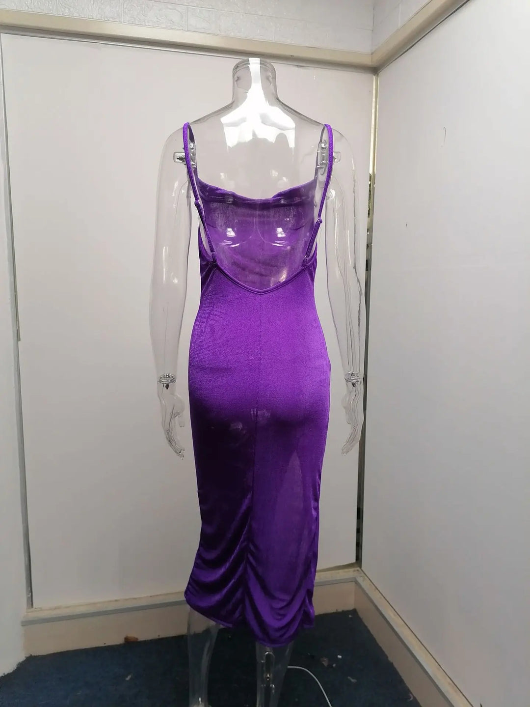 Summer midi knitted dress with slit decoration - Smile