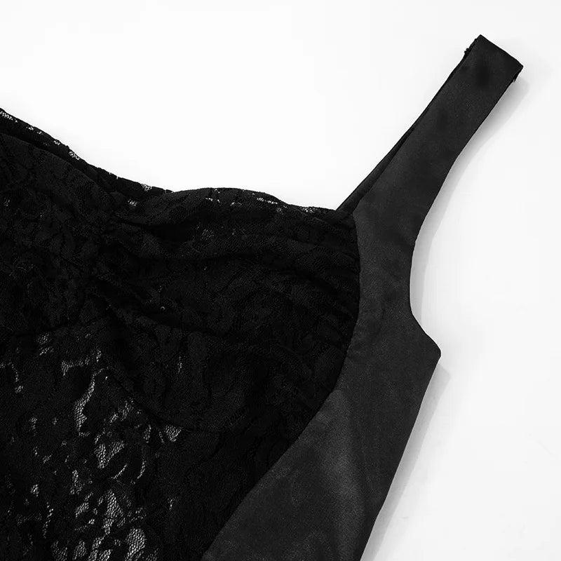 Satin Mini Dress with Lace Decoration and Ruched Design - Leona