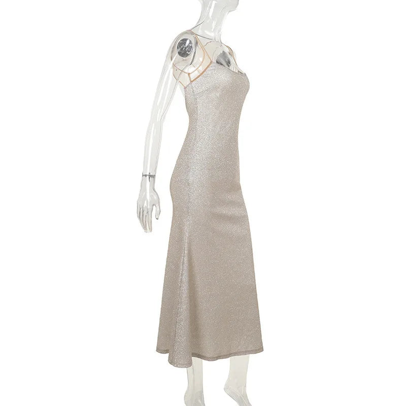 Sequin maxi dress with open back - SPARKLE