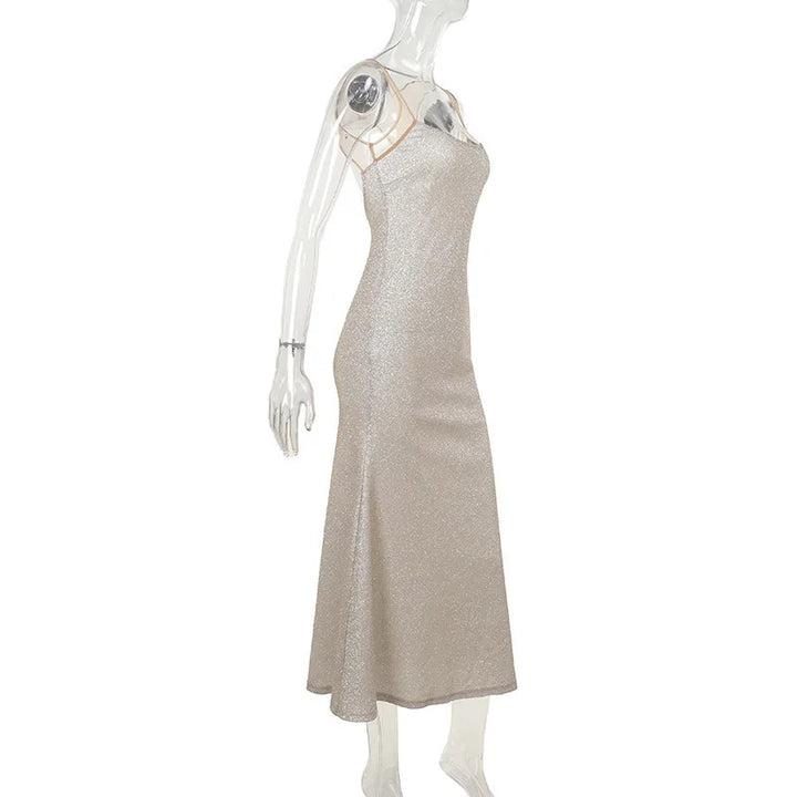 Sequin maxi dress with open back - SPARKLE