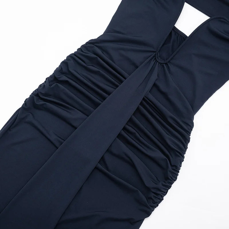 Maxi Dress with Ruching, Off-Shoulder Design, and Ruching Details - Fabiana