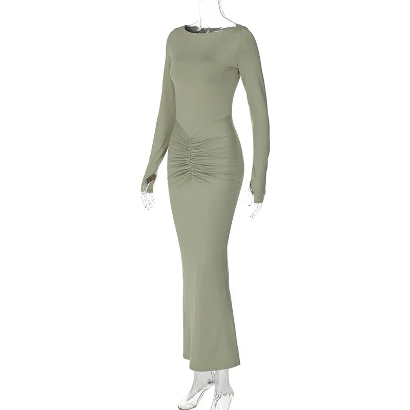 Maxi dress with ruching design - AMALIA