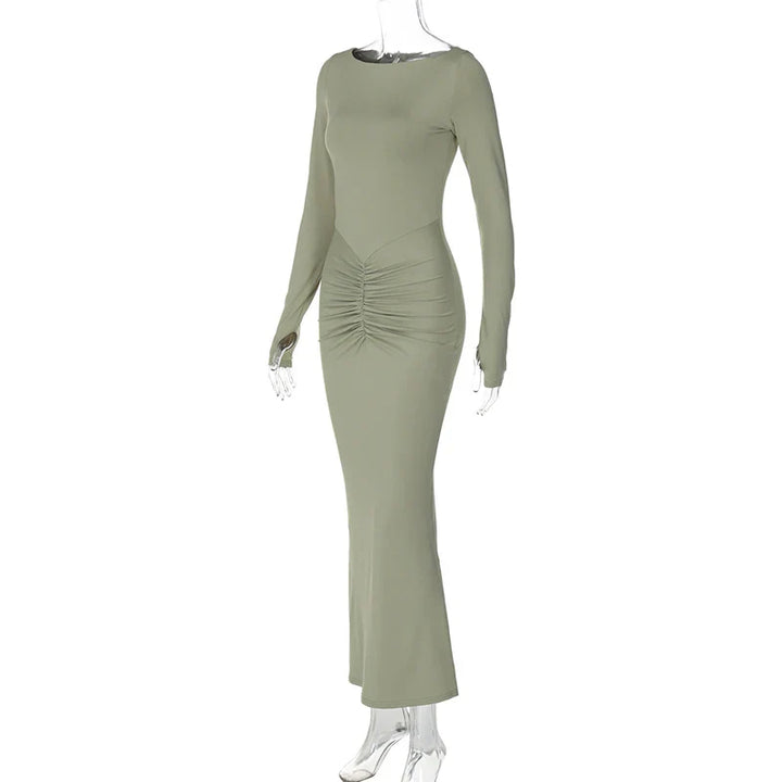 Maxi dress with ruching design - AMALIA