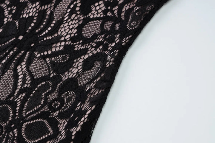 Lace mini dress with turtleneck collar and button decoration - Kimora