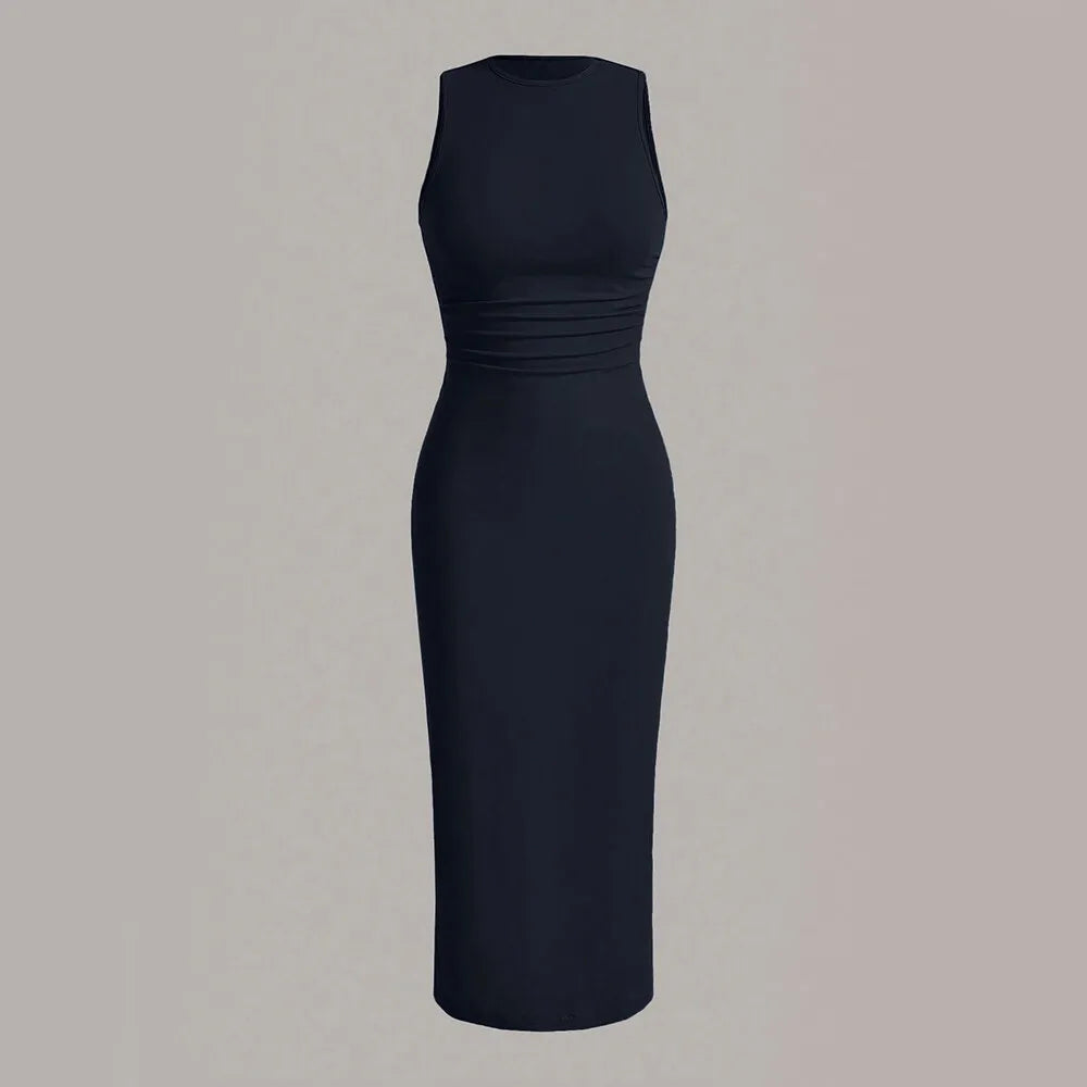 Fitted midi dress with shaping fabric - Novah