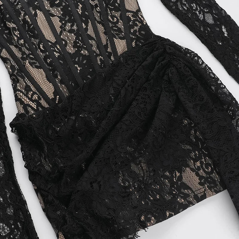 Lace mini dress with corset design - Ella Lee
