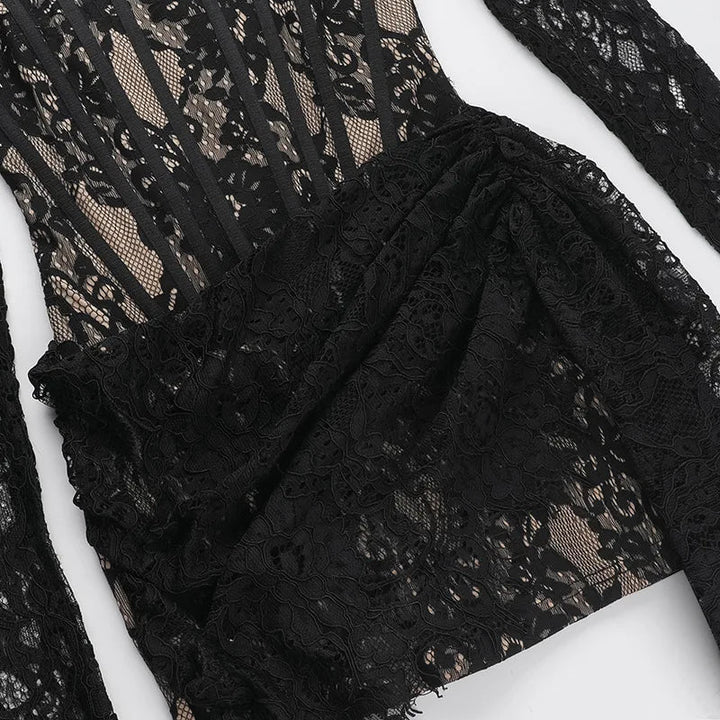 Lace mini dress with corset design - Ella Lee