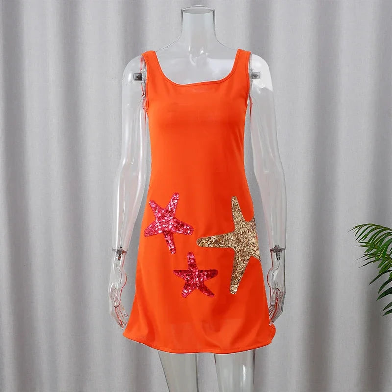 Mini Dress with Sequin Starfish Detail - Daisy