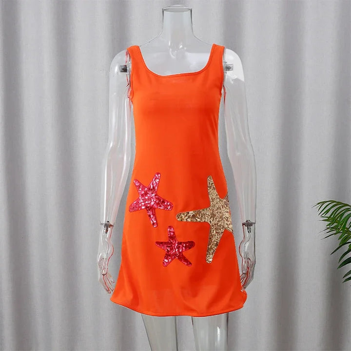 Mini Dress with Sequin Starfish Detail - Daisy