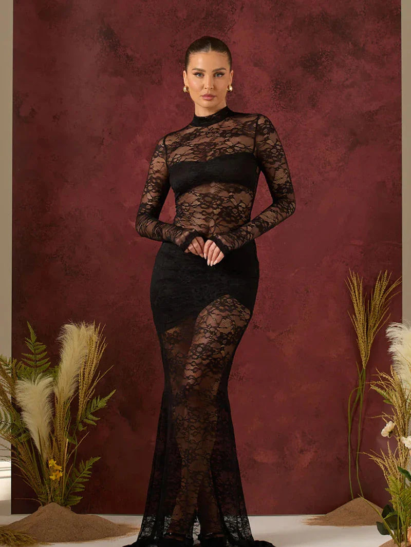 Two-piece lace set bodysuit and maxi skirt - Angelica