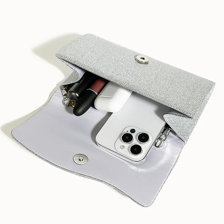 תיק קלאץ' בעיצוב זרקונים מנצנצים רצועת שרשרת