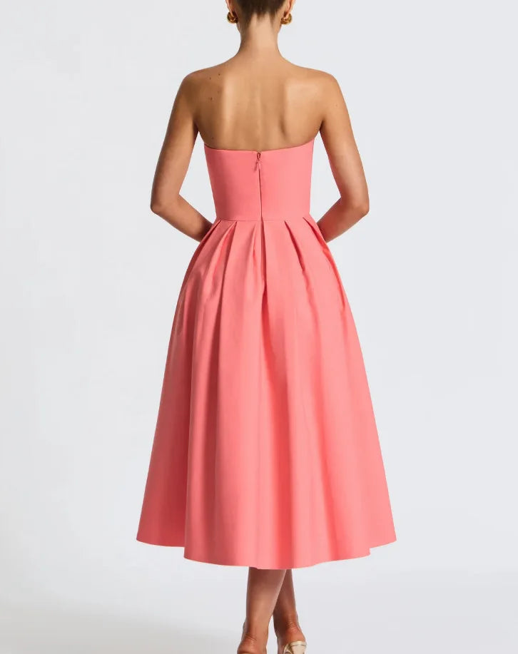 Strapless midi dress in A-line cut - Arya