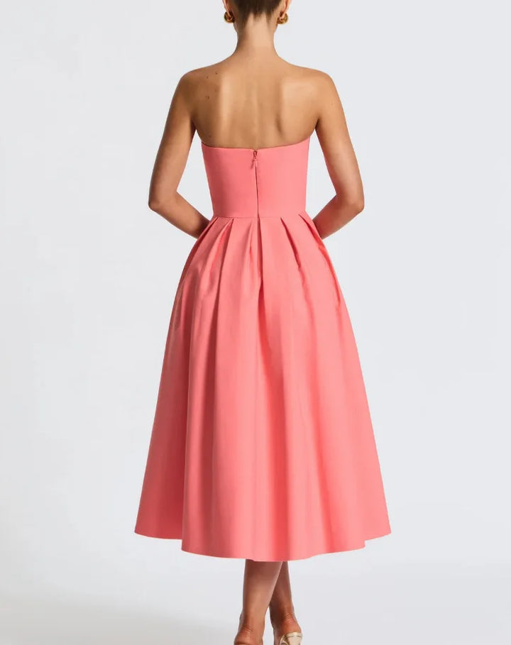 Strapless midi dress in A-line cut - Arya