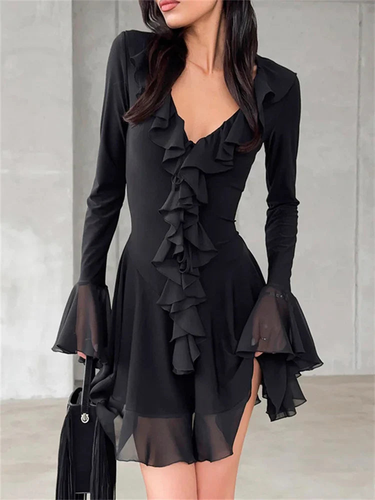 Mini dress with ruffle detail - ALINA