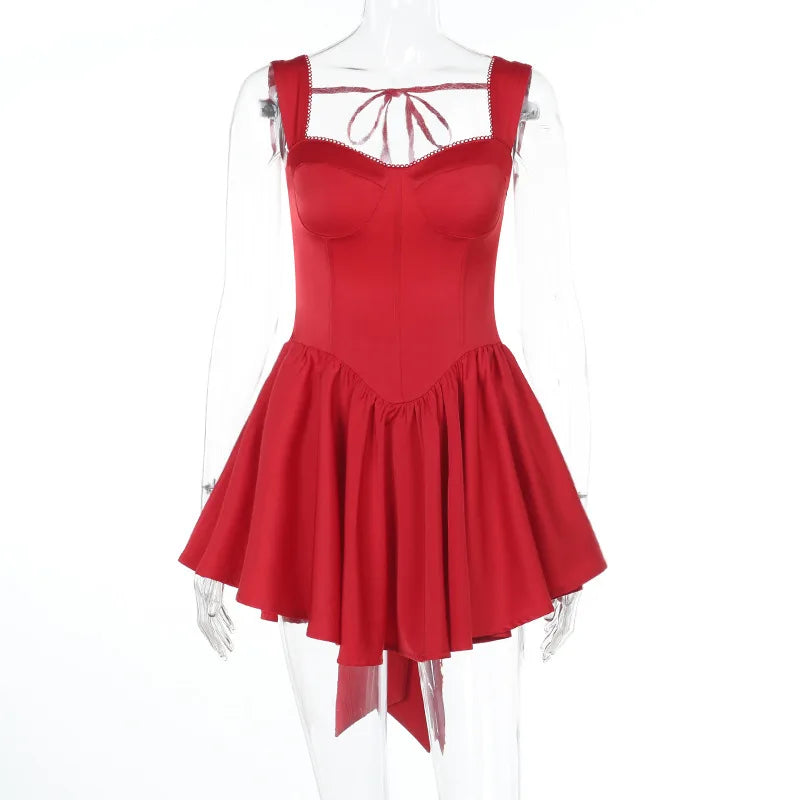 Mini A-Line Dress with Back Tie and Bow Detail - Demi
