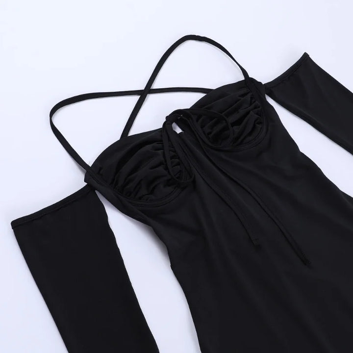 Off-Shoulder Mini Dress with Chest Tie Detail - Romy