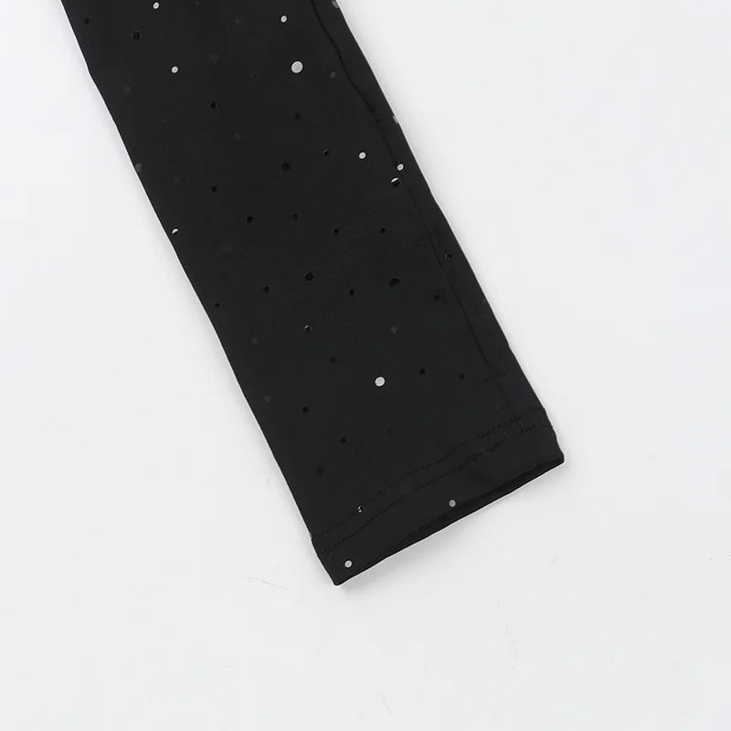 Ruching Mini Dress with Glitter Dot Decoration and Cutouts - Alexa