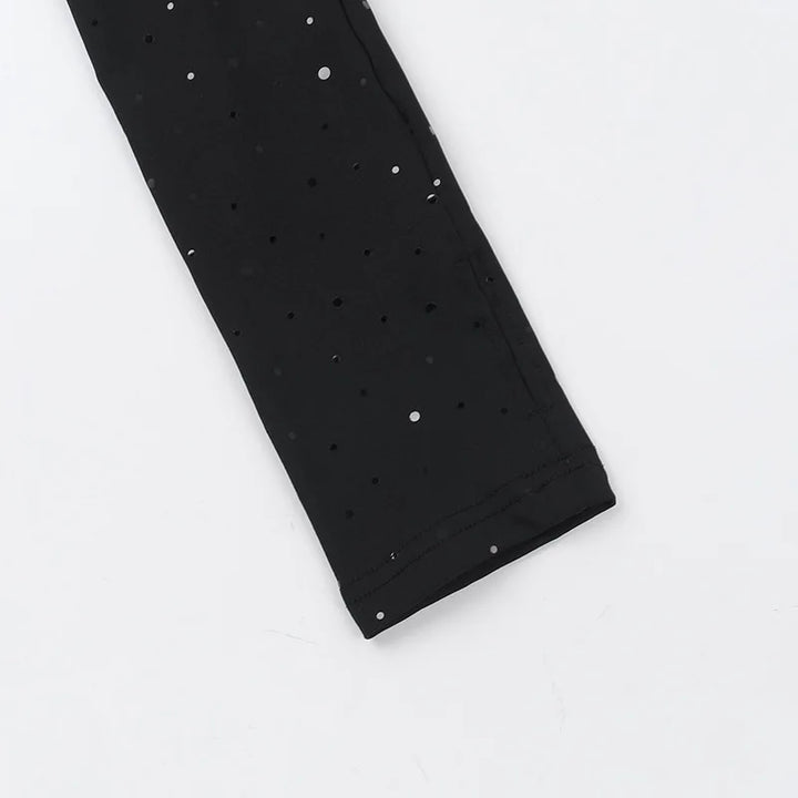 Ruching Mini Dress with Glitter Dot Decoration and Cutouts - Alexa