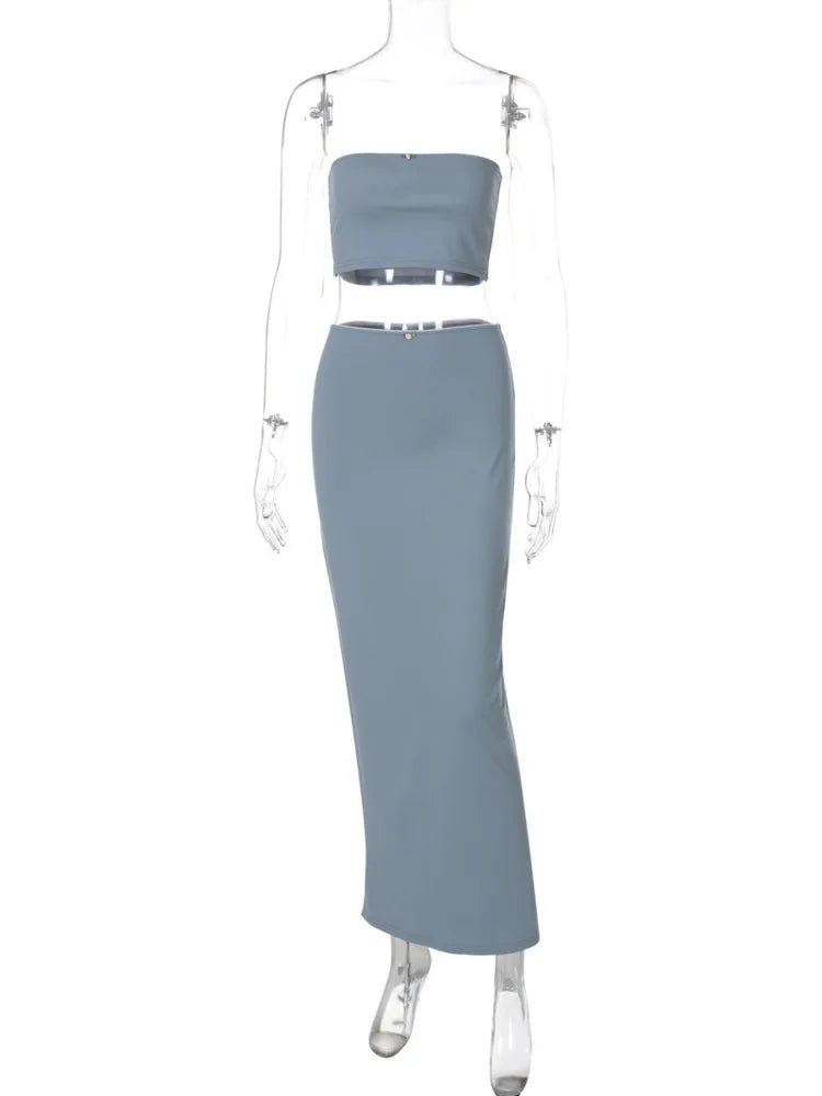 Two-piece set maxi skirt and strapless top - Bloom