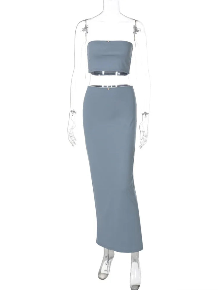 Two-piece set maxi skirt and strapless top - Bloom